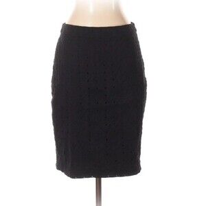 LOFT Black Skirt Size 2 Pencil Office Work Eyelet